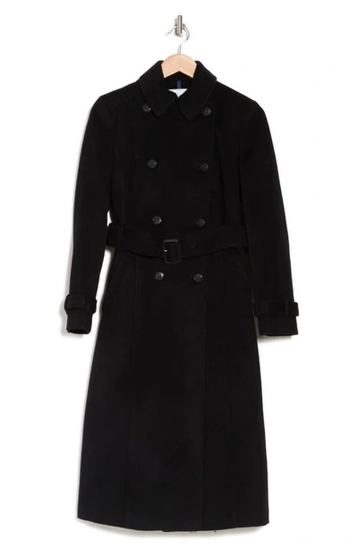 Cole Haan Signature Slick Belted Double Breasted Trench Coat In Black
