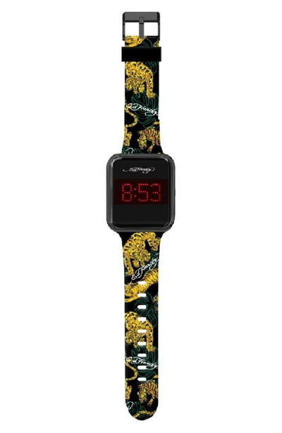 I Touch Ed Hardy Printed Square Digital Watch, 45mm X 39mm In Multicolor New