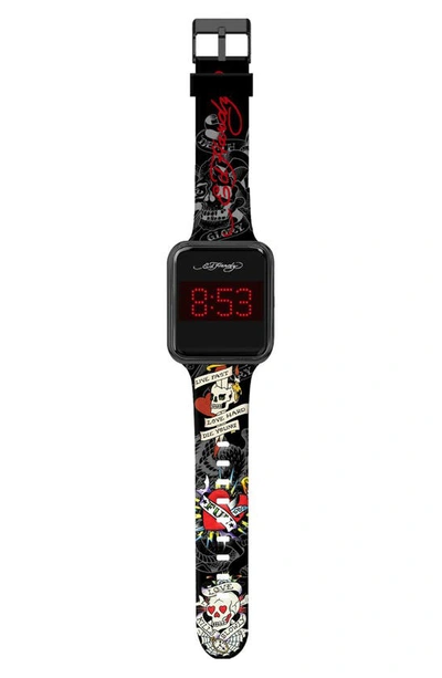 I Touch Ed Hardy Printed Digital Watch, 45mm X 39mm In Multicolor