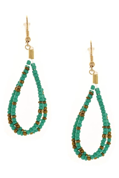 Olivia Welles Karena Bead Briolette Drop Earrings In Gold-turquoise