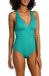 La Blanca Cross Back One-piece Swimsuit In Emerald