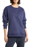 Zella Cara Side Zip Crewneck Sweatshirt In Navy Nightfall
