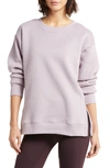 Zella Cara Side Zip Crewneck Sweatshirt In Purple Peace