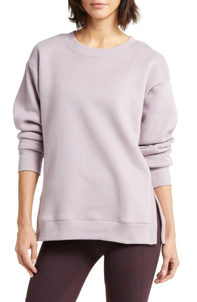 Zella Cara Side Zip Crewneck Sweatshirt In Purple Peace