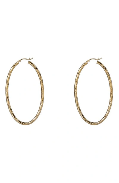 Argento Vivo Sterling Silver Textured Oval Hoop Earrings In Gold
