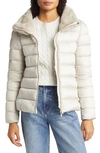 Save The Duck Mei Mixed Media Puffer Jacket In Rainy Beige