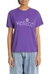 Erl Unisex Venice Print Tshirt Jersey In Luminous Purple