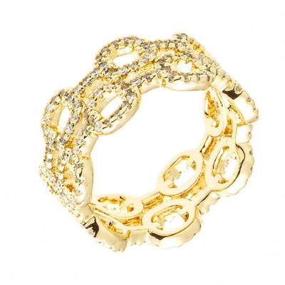Sole Du Soleil Petunia Collection Women's 18k Yg Plated Double Chain Fashion Ring Size 6 In Gold