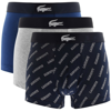 Lacoste Underwear Three Pack Trunks Navy In Navy