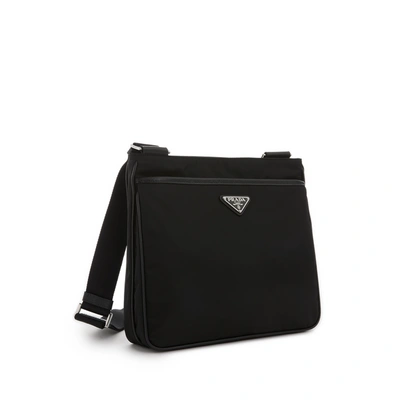 Prada Clutch Bag Leather Detachable Wrist Handle In Black