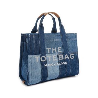 Marc Jacobs Tote With Contrast Stitching And Text Print In Blue