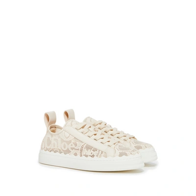 Chloé Baskets Basses Lauren Effet Dentelle In Beige
