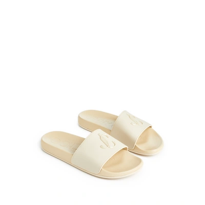 Jimmy Choo Port Embossed Rubber Slides In Ecru