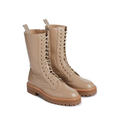 Jimmy Choo Combat Boots Cora En Cuir In Beige