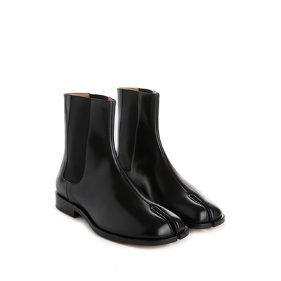 Maison Margiela 20mm Tabi Leather Chelsea Boots In 黑色