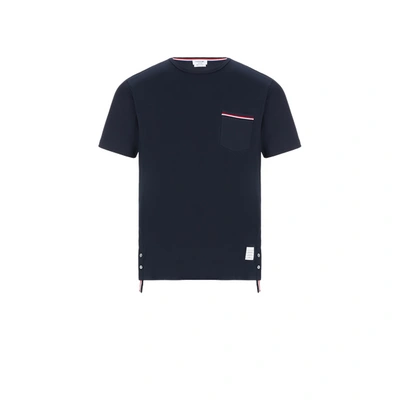 Thom Browne Navy Milano Cotton Oversized Pocket T-shirt In Blue