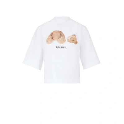 Palm Angels White Bear Cropped T-shirt