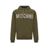 Moschino Patchwork-logo Drawstring Hoodie In Vert