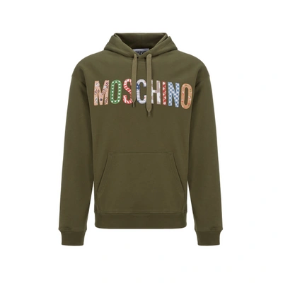 Moschino 拼贴设计logo抽绳连帽衫 In Grün