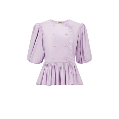 Custommade Satin Peplum Top In Purple