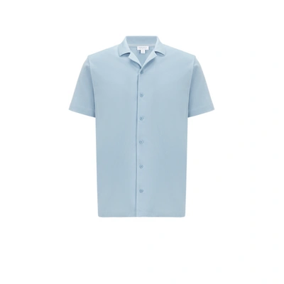 Sunspel Short-sleeved Pique Cotton Shirt
