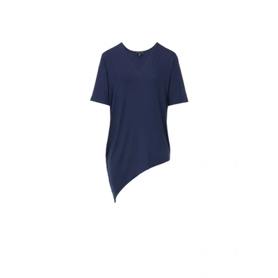 Universal Standard Genevette Asymmetric V-neck Stretch Viscose T-shirt In Bleu