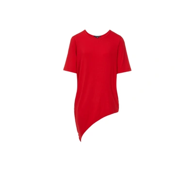 Universal Standard Genevette Asymmetric Round-neck Stretch Viscose T-shirt In Rouge