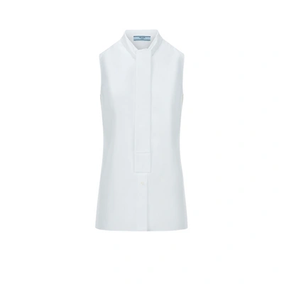 Prada Top Sans Manches En Coton In White