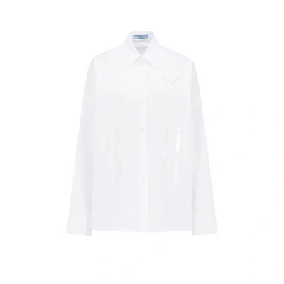 Prada Chemise En Popeline De Coton In Blanc