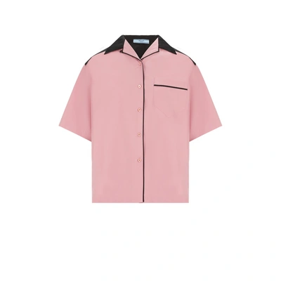 Prada Fringed Cotton Shirt In Rose
