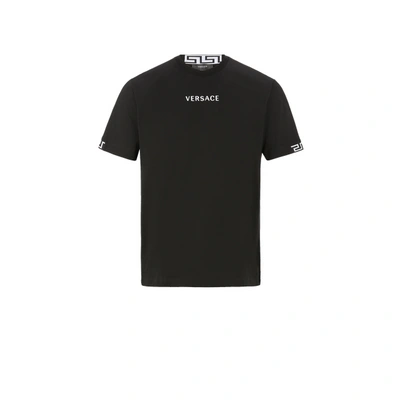 Versace T-shirt Logo En Coton In Black