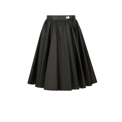 Prada Flared Skirt With Buckle In Noir