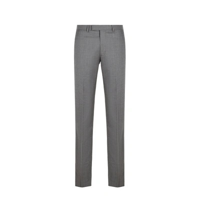 Saison Wool Check Suit Trousers In Grey