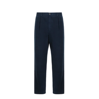 Saison Slim-fit Cotton-blend Trousers In Blue