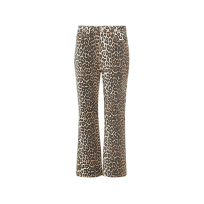 Ganni Wide-leg Animal Print High-rise Jeans With Belt Loops In Gray