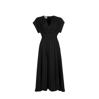 Prada Viscose Belted Midi Dress In Black