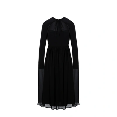 Prada Dress With Cape Sleeves In Black