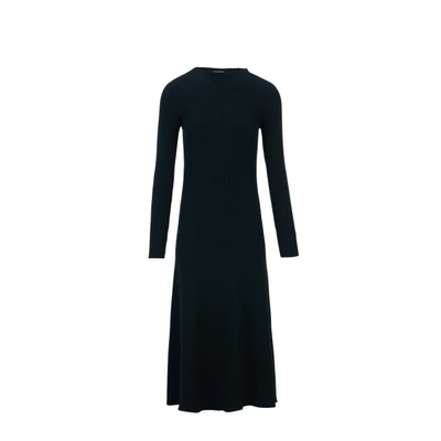 Prada Robe Longue En Laine In Black
