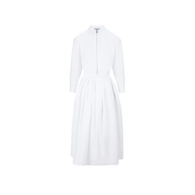 Prada Robe En Popeline De Coton Stretch In White