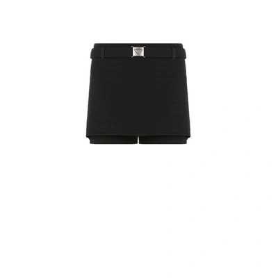 Prada Jacquard Belted Mini Shorts - Women's - Nylon In Black