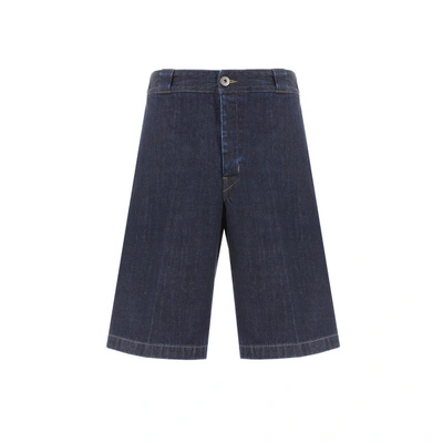 Prada Dark-wash Denim Bermuda Shorts In Blue