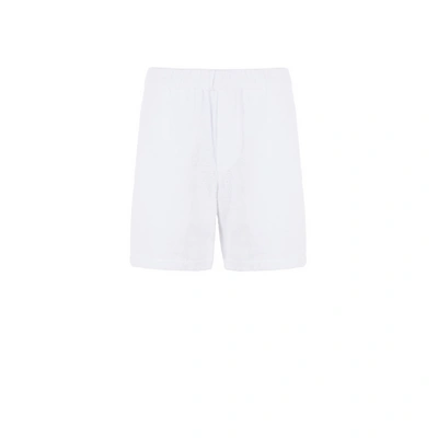 Prada Logo Terry Cloth Shorts In Weiss