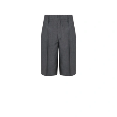 Prada Mohair-blend Bermuda Shorts In Grey