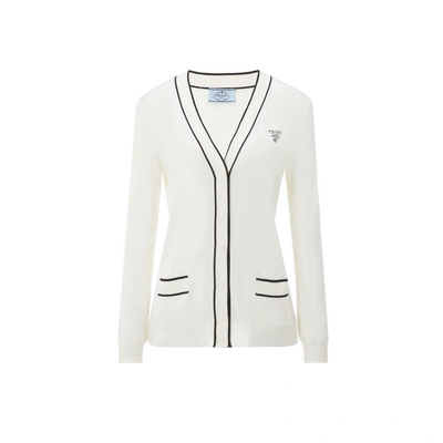 Prada Cardigan En Soie In White