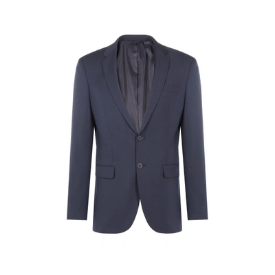 Saison Veste De Costume Pied De Poule En Laine In Blue