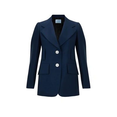 Prada Blazer En Mohair Et Laine In Blue