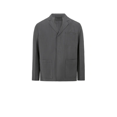 Prada Veste Droite En Laine Vierge In Grey