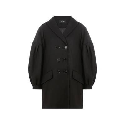 Simone Rocha Manteau Mi-long En Laine In Black