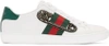 GUCCI WHITE SAFETY PIN NEW ACE SNEAKERS,454552 A38G0