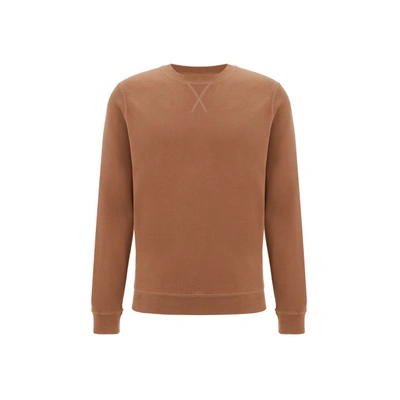 Sunspel Cotton Sweatshirt In Brown